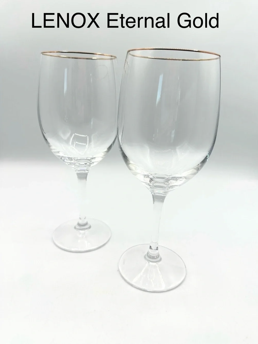 2 Lenox Eternal Gold Signature Water / Wine Goblets. 24K gold rim.